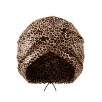 Dwuwarstwowy satynowy czepek do spania Panterka