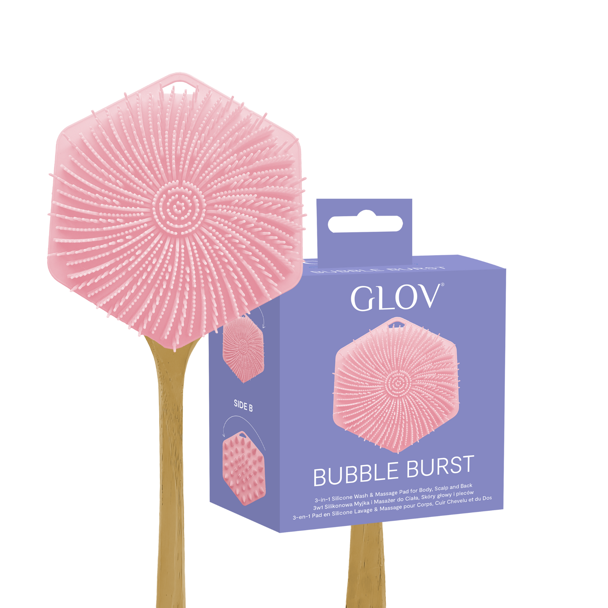 3-in-1 Silicone Scrubber and Massager for Body, Scalp, and Back BUBBLE BURST