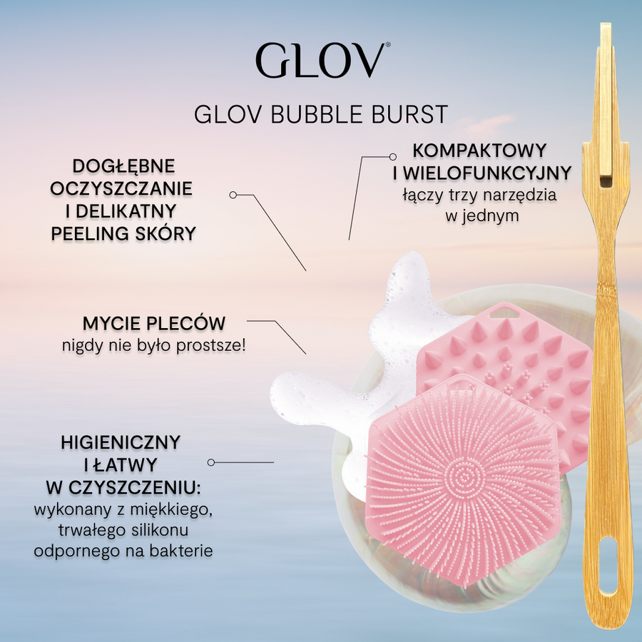 3w1 Silikonowa Myjka i Masażer do Ciała, Skóry głowy i pleców BUBBLE BURST
