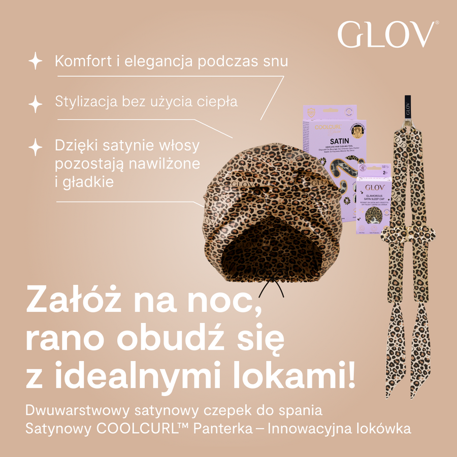 Dwuwarstwowy satynowy czepek do spania Panterka