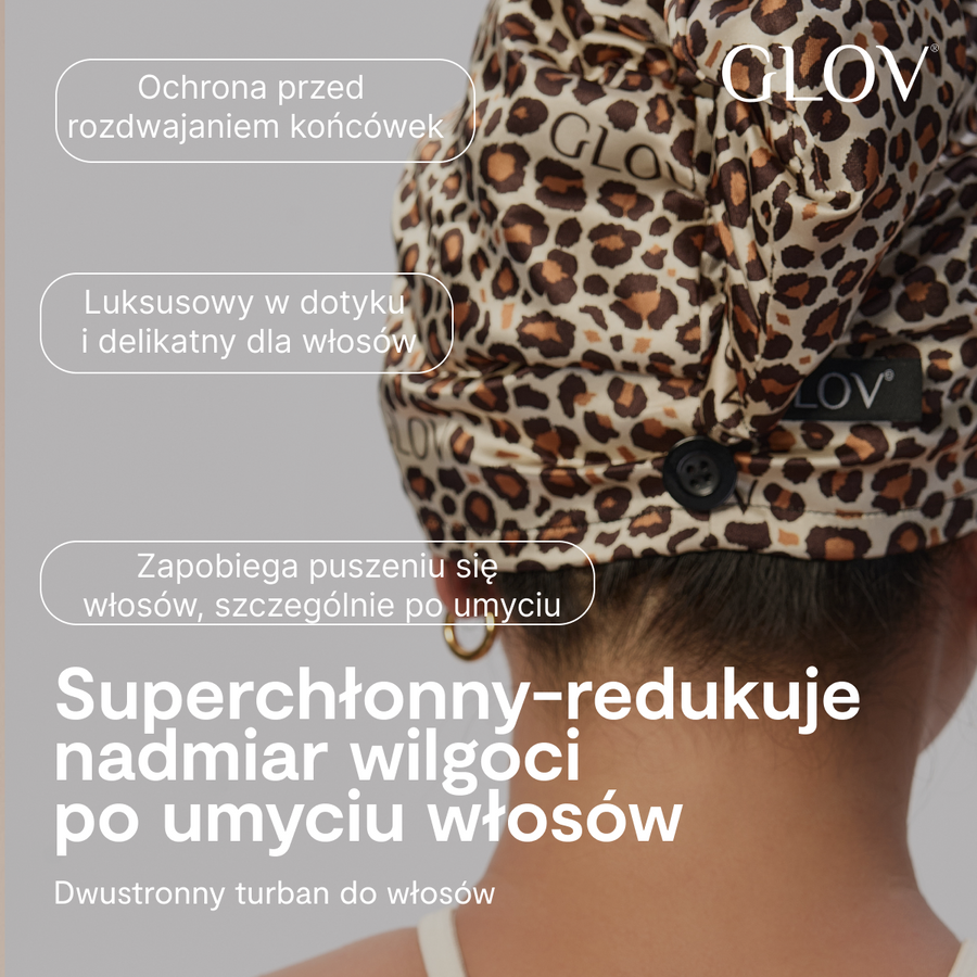 GLOV Dwustronny turban do włosów z mikrofibry i wegańskiej satyny, szybkie suszenie, anti-frizz